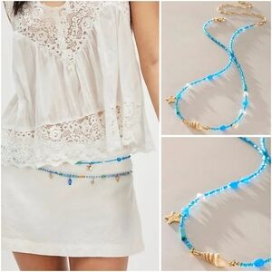 Free People Lyrical Belly Chain/Blue Pattern
